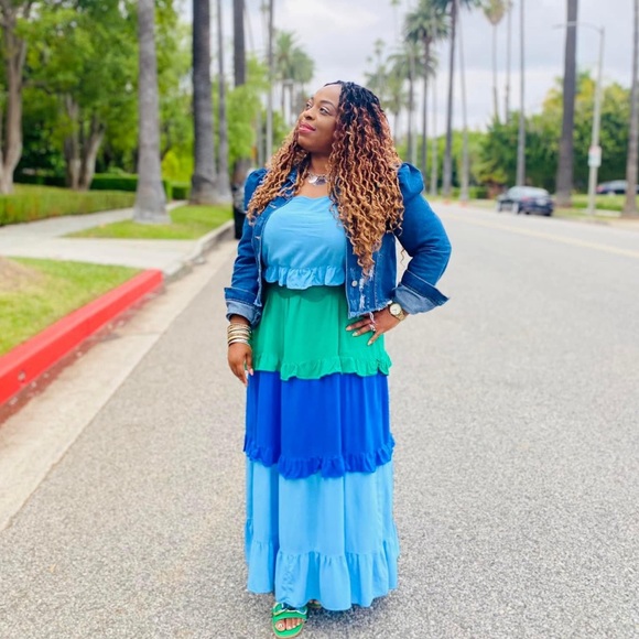 Brand New! Ivy Street Orange Multi Tiered dress with Ties at Shoulder Size 1X - Picture 1 of 12